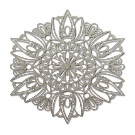 Carved mandala wooden painting on plywood wall rose