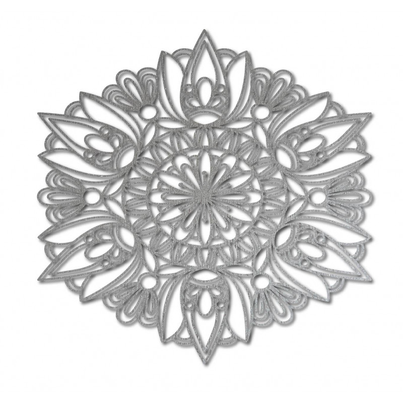 Carved mandala wooden painting on plywood wall rose