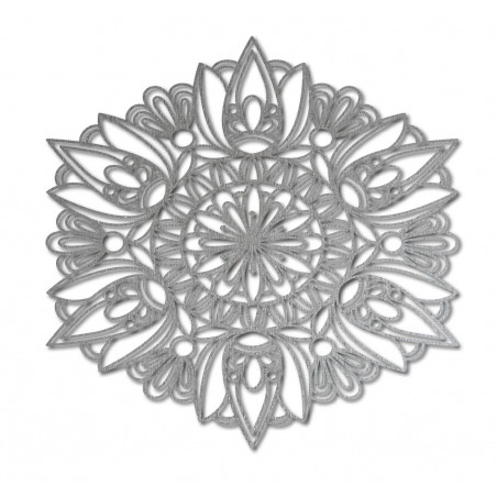 Carved mandala wooden painting on plywood wall rose