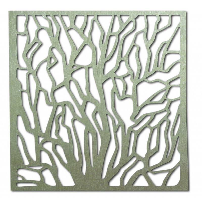 Wooden wall decoration with a tree motif in a modern minimalist style.