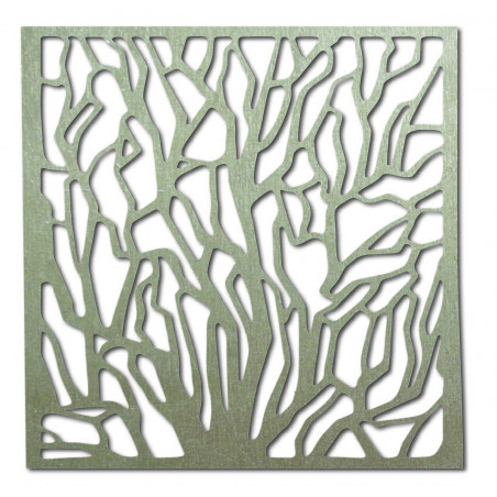 Wooden wall decoration with a tree motif in a modern minimalist style.