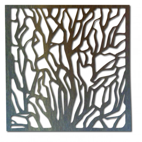 Wooden wall decoration with a tree motif in a modern minimalist style.