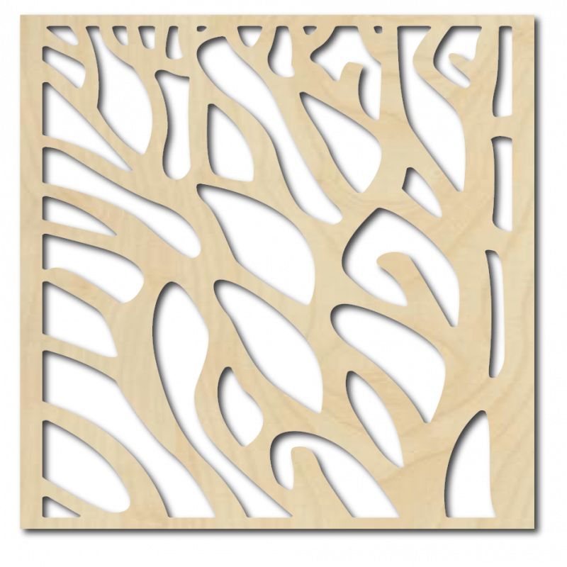 Carved picture on the wall of a wooden plywood a tree