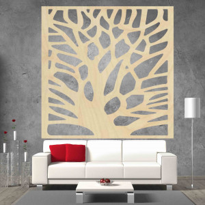 Carved wall painting made of wooden plywood WALNUT tree