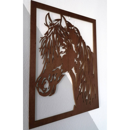 Carved wooden plywood wall painting horse head
