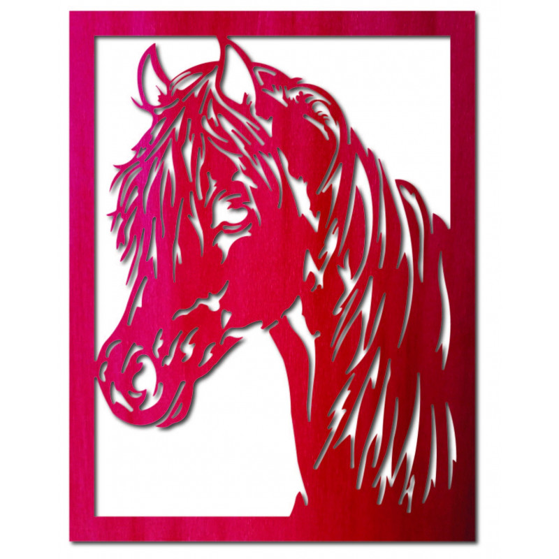 Carved wooden plywood wall painting horse head