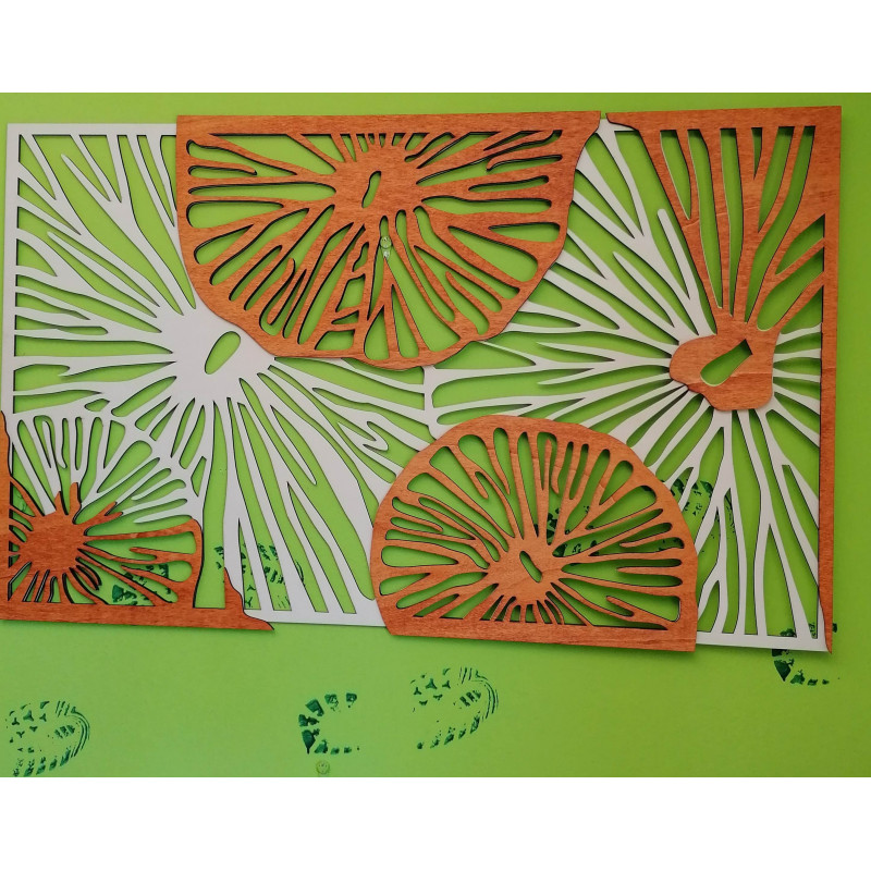 Carved image on the wall of wooden plywood...