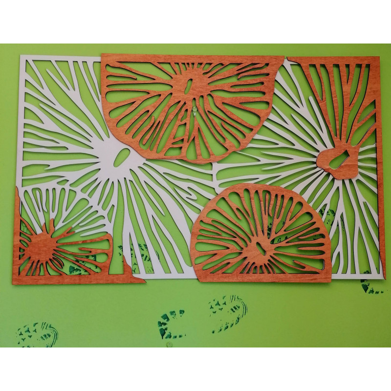 Carved image on the wall of wooden plywood...