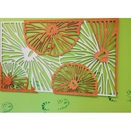 Carved image on the wall of wooden plywood orange 3D effect KODJAK