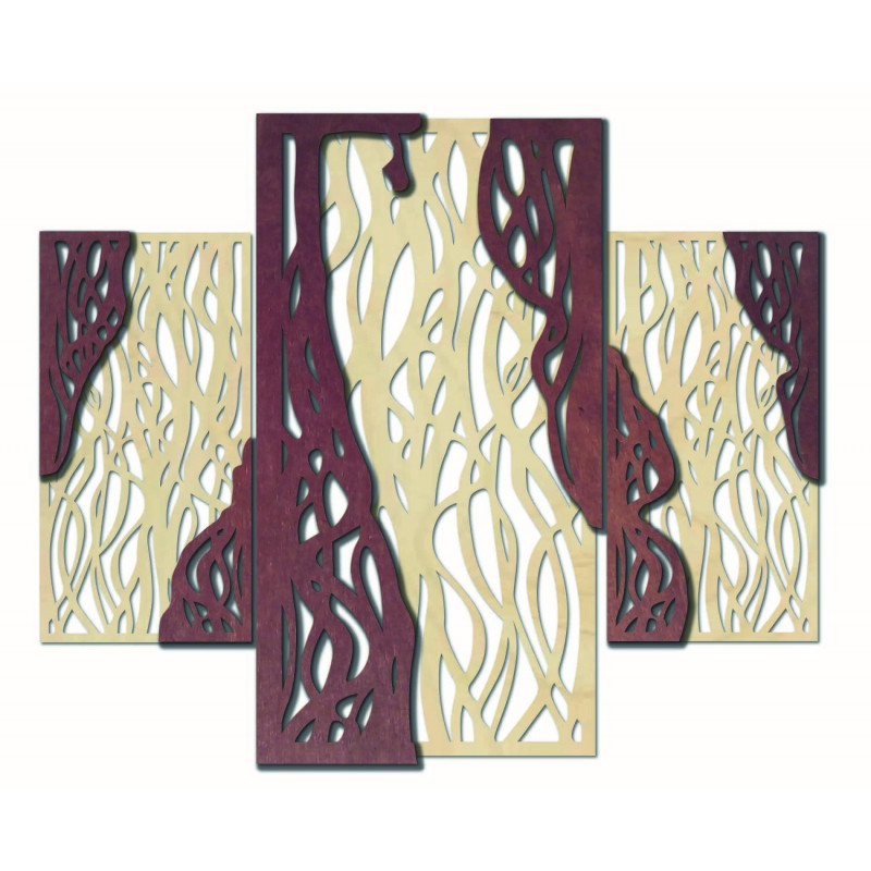 Magical wall painting made of wooden plywood FLORALIS, back part Poplar original, front part color of your choice