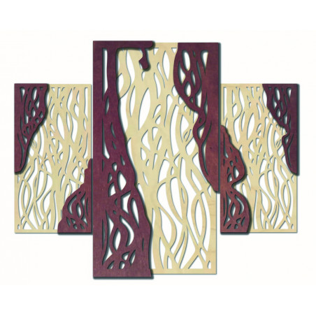 Magical wall painting made of wooden plywood FLORALIS, back part Poplar original, front part color of your choice