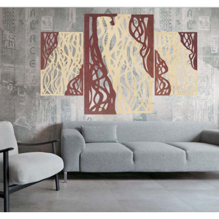 Magical wall painting made of wooden plywood FLORALIS, back part Poplar original, front part color of your choice