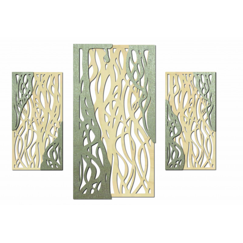 Magical wall painting made of wooden plywood FLORALIS, back part Poplar original, front part color of your choice