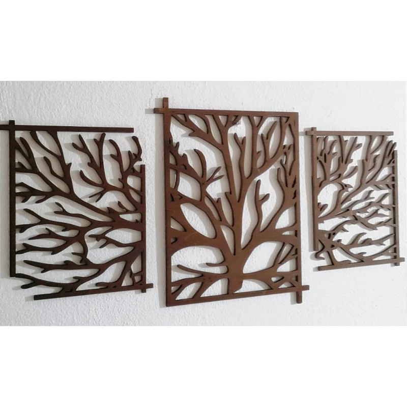 Eye-catching wooden wall painting tree - branches KERKERR