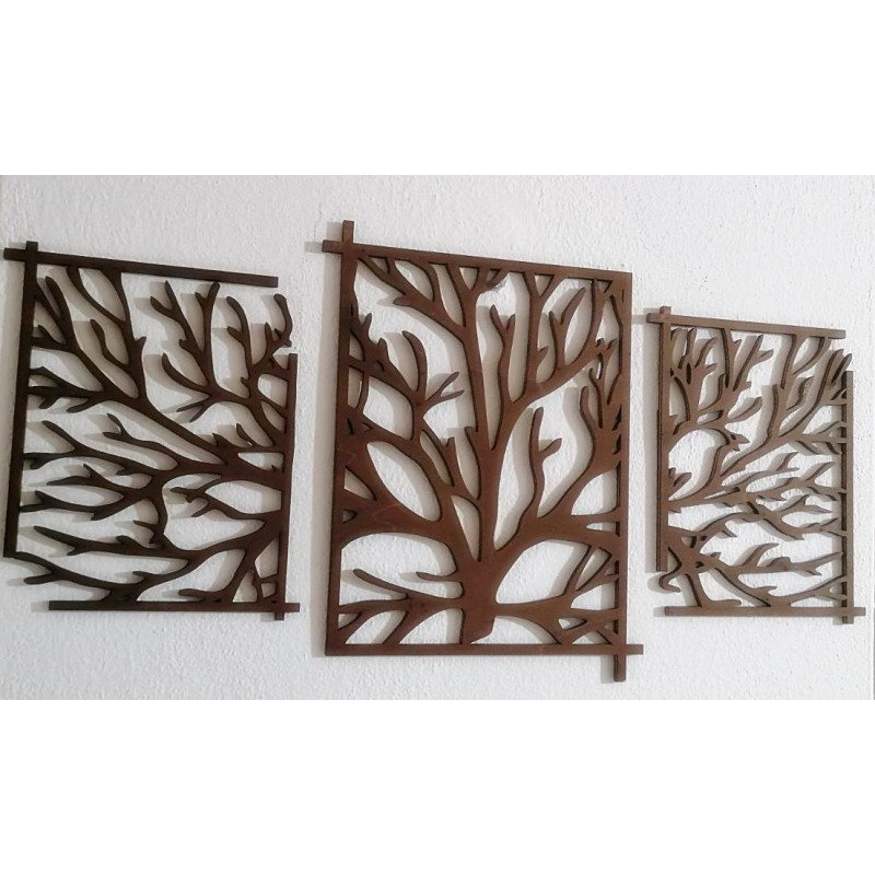 Eye-catching wooden wall painting tree - branches KERKERR