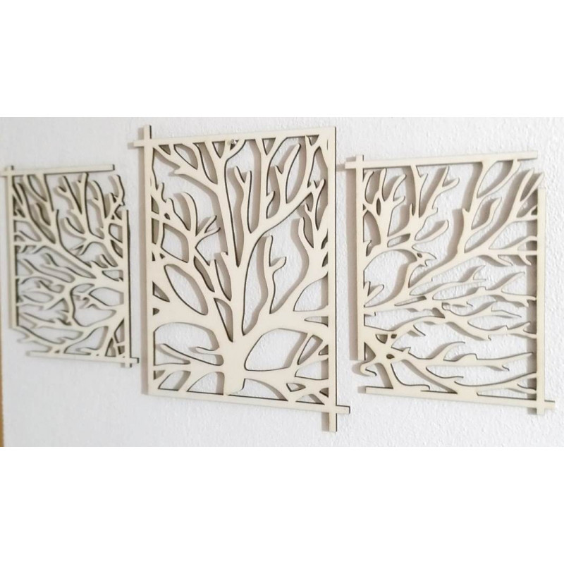 Eye-catching wooden wall painting tree - branches KERKERR
