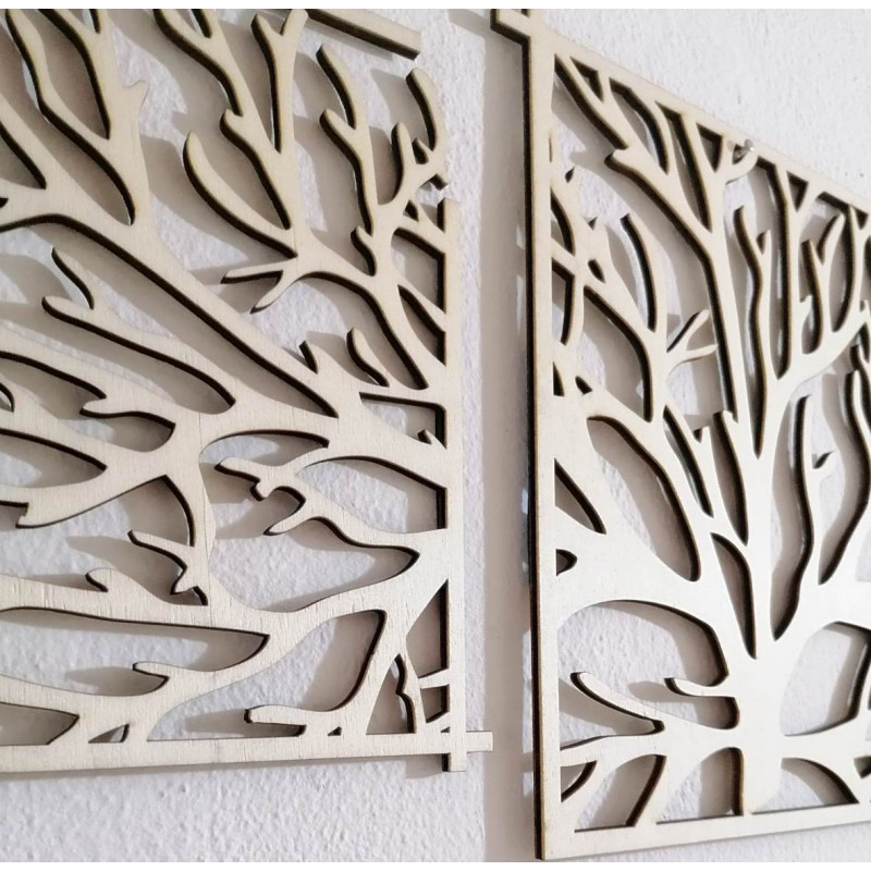 Eye-catching wooden wall painting tree - branches KERKERR