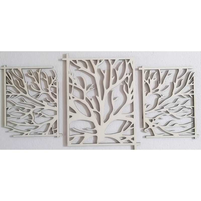 Eye-catching wooden wall painting tree - branches KERKERR