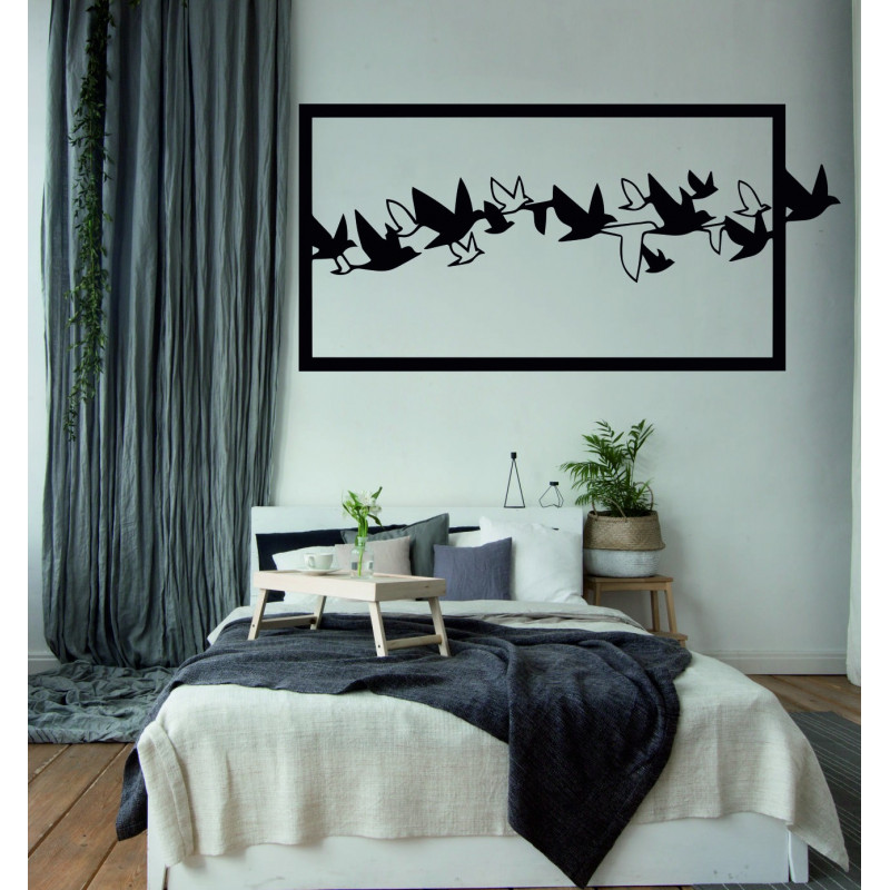 An eye-catching picture on the wall of BIRDS carved from wood plywood birds SKY