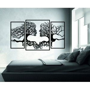 Wooden wall painting - Woman and Man, Branches and Roots motif