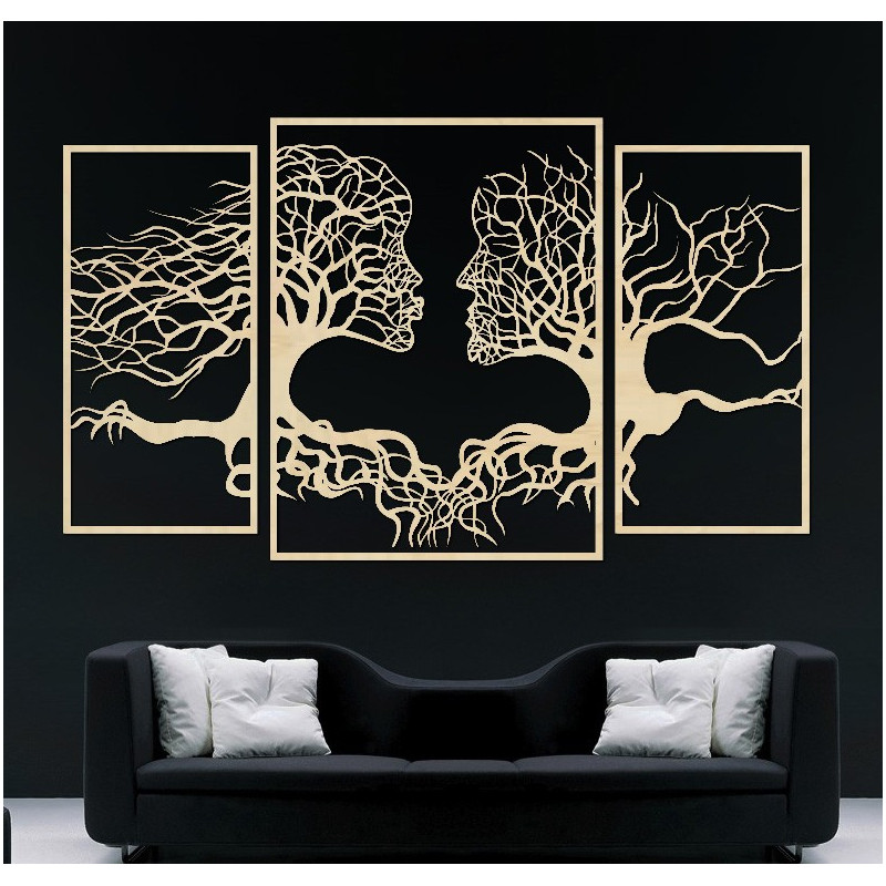 Pompous painting on the wall of faces and trees, Modern wall painting, painting for living room