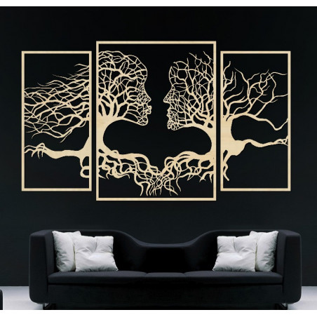 Pompous wall painting of faces and trees, Modern wall painting, living room painting