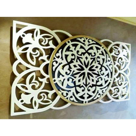 Artistic mandala wall painting made of plywood, back part Poplar original, front part color of your choice