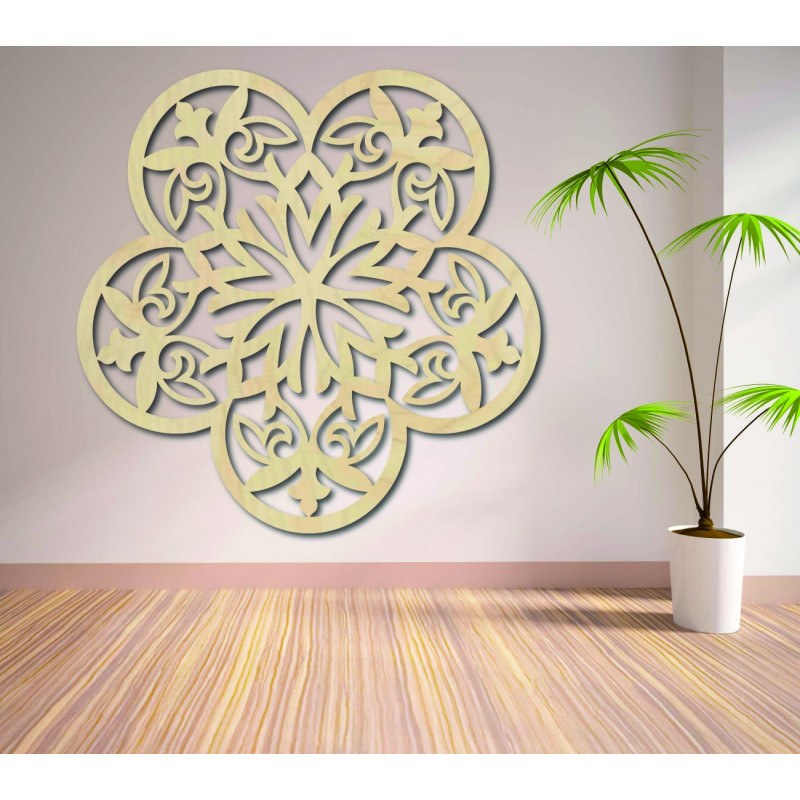 Wall image mandala wooden plywood flowers