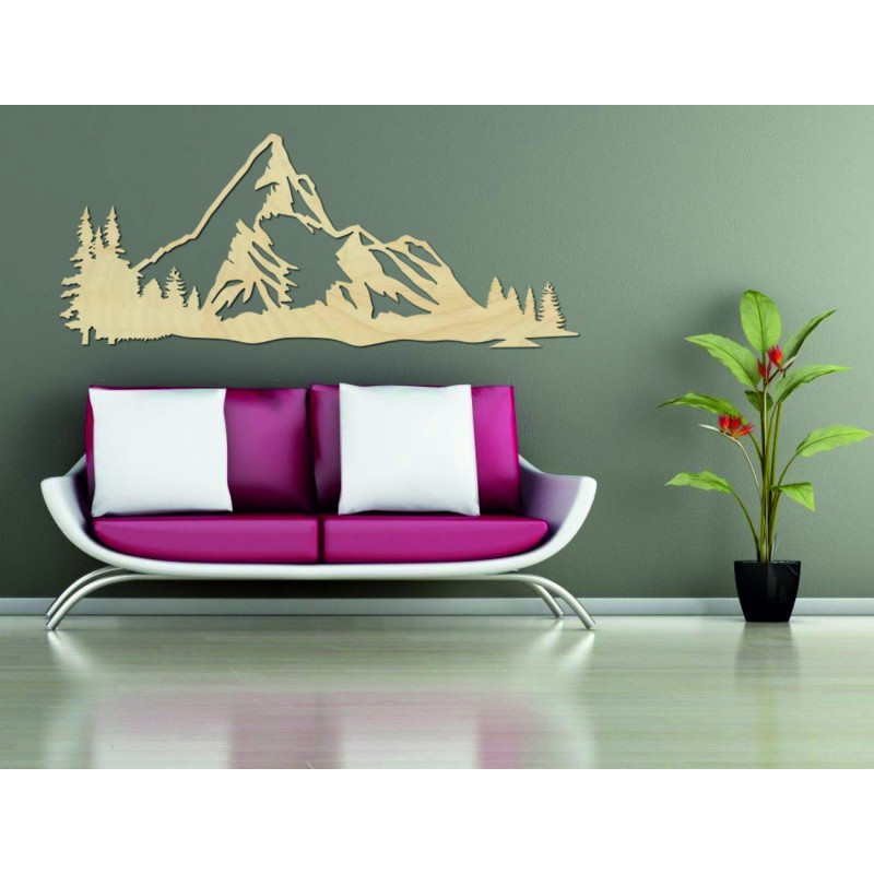 Mountains wall painting made of wooden plywood...