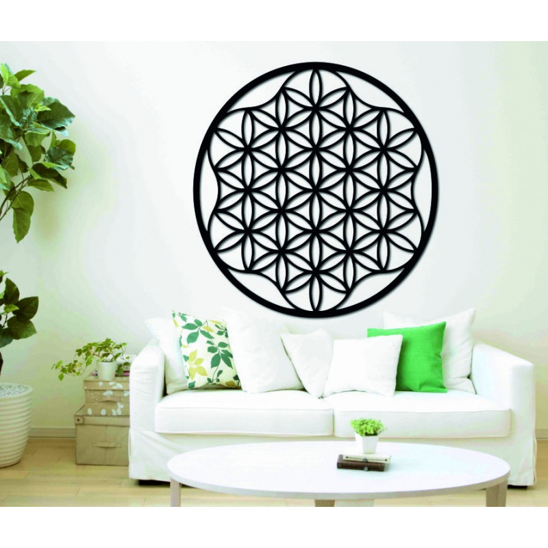Mandala painting on the wall made of plywood up...